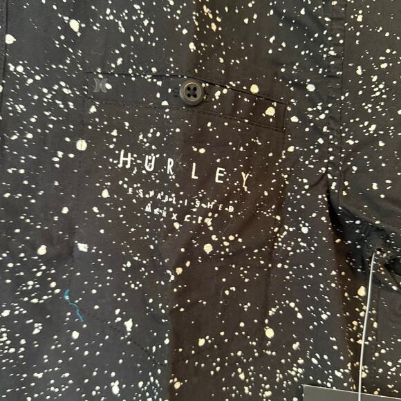 HURLEY Destroyer Button-Down Short-Sleeve Shirt AH4887 Black/White Men's SM NWT - Picture 7 of 7